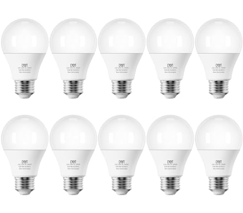 10-Pack Bright LED Light Bulbs 100W Equivalent, Daylight White 5000K A19 Lightbulbs, Focos LED para Casa, for Kitchen Bedroom Indoor Outdoor, 1500 Lumens, E26 Standard Base, Non-Dimmable