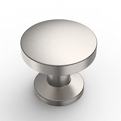 Amerdeco 15 Pack Brushed Satin Nickel Cabinet Knobs Single Hole Cabinet Pulls Round Kitchen Cabinet Knobs Drawer Knobs Dresser Knobs and Pulls for Bathroom Cabinets ZH0051...