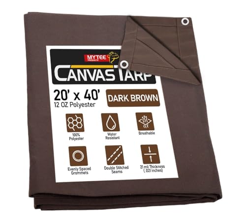 Mytee Products 20' x 40' Dark Brown 12oz Canvas Tarp