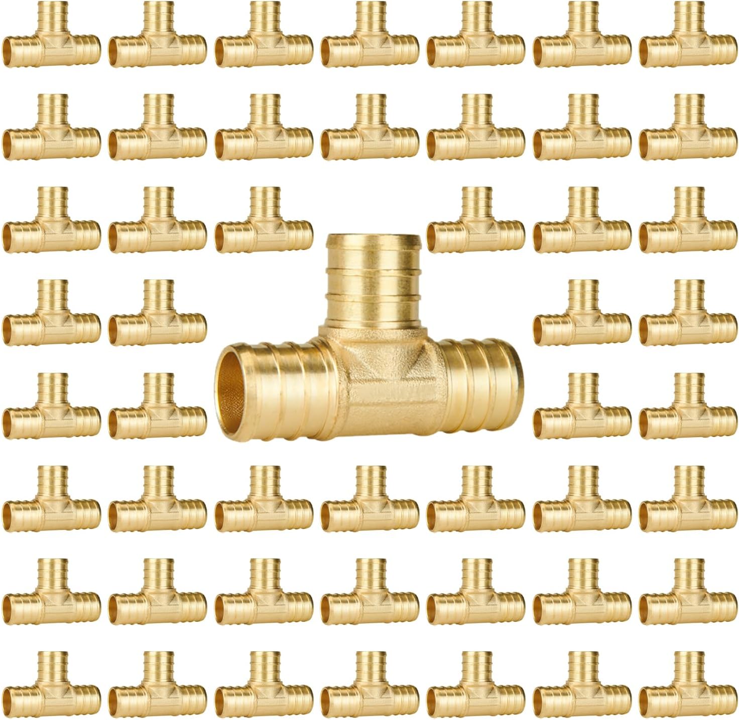 SUNGATOR 50-Pack 3/4" Pex Tee, No Lead Brass, 3/4 Inch Pex T Fittings