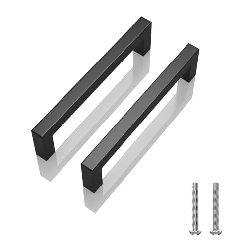 20 Pack 3 Inch (76mm) Hole to Hole Center Matte Black Cabinet Pulls Stainless Steel Kitchen Cabinet Handles - Square Dresser Handles Drawer Pulls