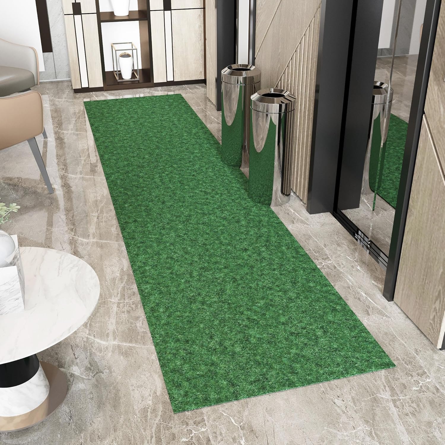Ottomanson 2' x 16' Hallway Runner with Scraper Pile Extra Durable Non-Slip Rug Mat for Indoor & Outdoor Use - Ideal for Kitchen, Entryway, Patio & Garage - High-Traffic Carpet, Green
