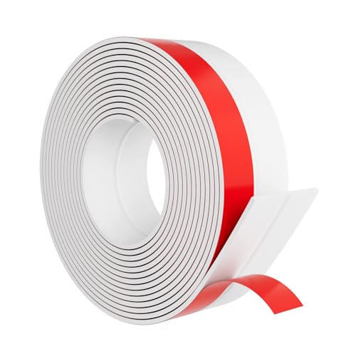 Heavy-Duty 36 ft x 2 in Weather Stripping, Extra Thick 2mm Door Draft Stopper Silicone Seal Strip for House and Glass Shower Doors for Collision and Side Gaps of Door and Windows, White