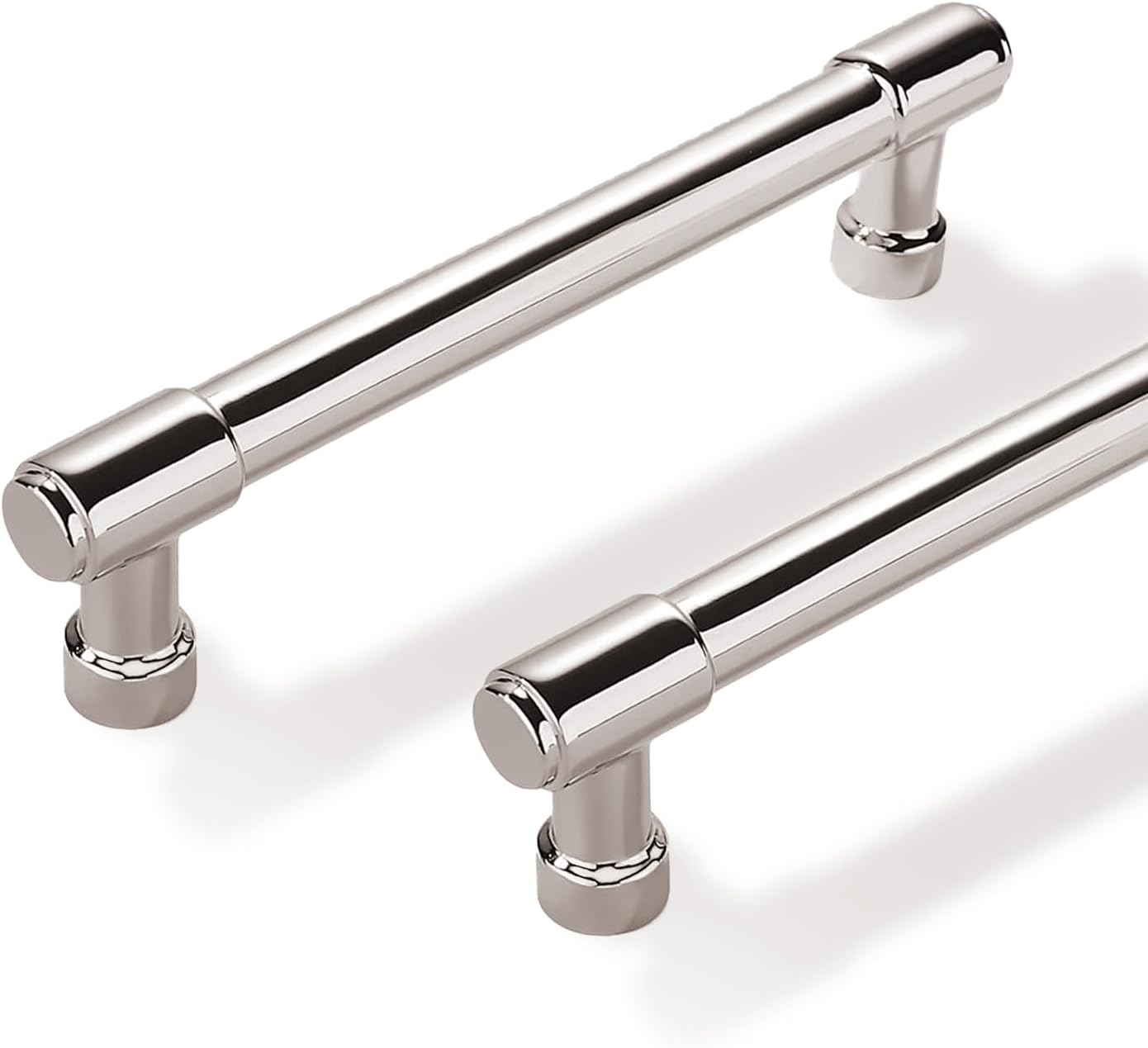 Solid Heavy Duty Jasper Pulls 10 Pack Polished Nickel Cabinet Pulls 3-3/4 Inch Hole Centers for Kitchen Cupboard Handles Modern Drawer Pulls Bathroom Cabinet Pulls