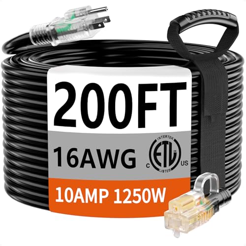 HUANCHAIN 16/3 Gauge 200 ft Extension Cord