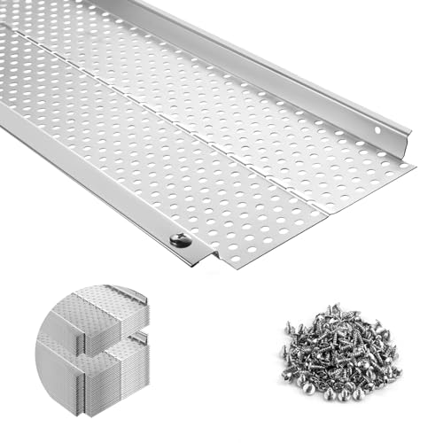 5 inch Gutter Guard, 39 Pack,156ft, Aluminum Mesh Leaf Guards, DIY Leaf Filter Gutter Protection Cover, Raptor Gutter Guard Cleaning Tools for Downspout, Roof, with Screws