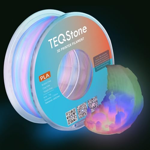 Glow in The Dark PLA Filament 1.75mm Rainbow (Multicolor) 1KG, Color Changes Per 10-13m, Diameter +/- 0.03mm, Neatly Wound Spool, Vacuum Packaging