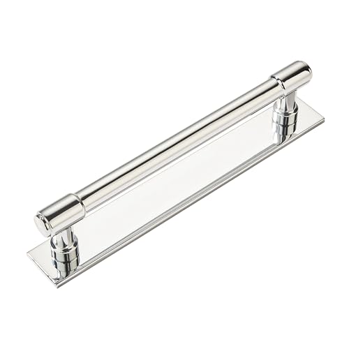 khtumeware 5 Pack 6 Inch(152 mm Center to Center Polished Nickel Cabinet Pull Backplate with Base Plate Zinc Solid Kitchen Cabinet Handles Drawer Pulls Cabinet Hardware
