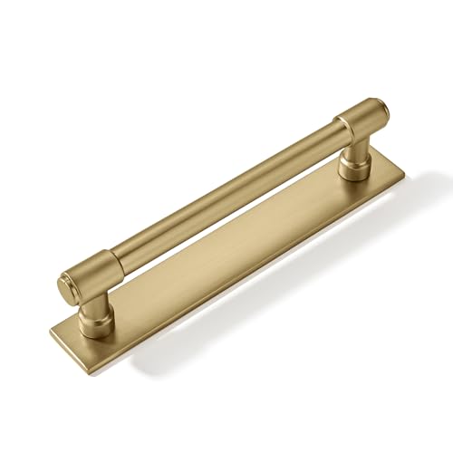 khtumeware 5 Pack 6 Inch(152 mm Center to Center) Antique Brass Cabinet Pull Backplate with Base Plate Zinc Solid Vintage Kitchen Cabinet Handles Drawer Pulls Cabinet Hardware
