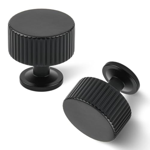 SALISENG Matte Black Solid Brass Knobs