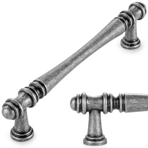 KOOFIZO 10 Pack 5 Inch Antique Iron Kitchen Cabinet Handles Vintage Iron Cabinet Pulls Iron Cabinet Hardware P30 for Cabinets Drawer Dresser Cupboard Bedroom Bathroom