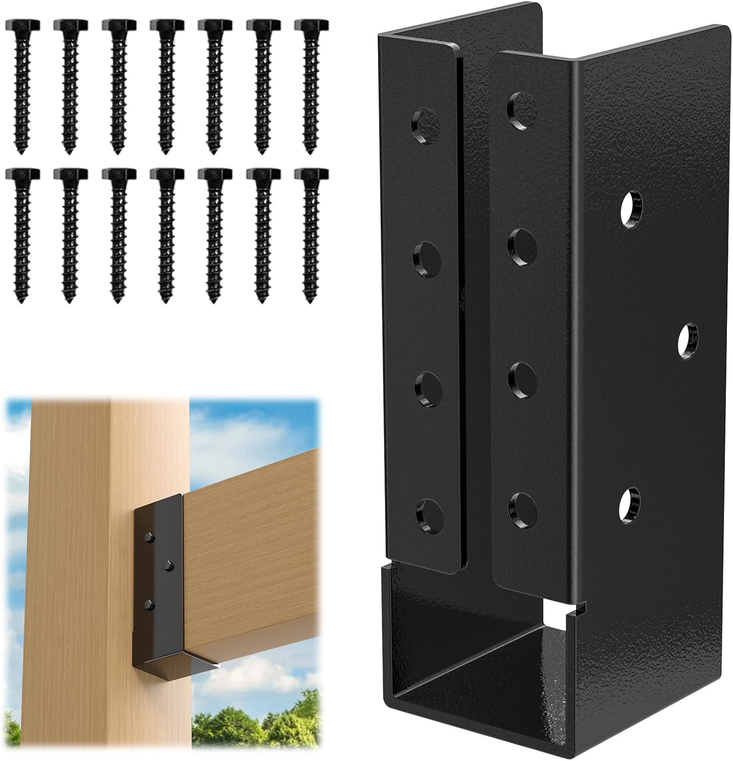 Concealed Joist Hanger (24 Pack),2"x6" Outdoor Concealed-Flange Joist Bracket with Screws, Q235B Steel Powder Coated Concealed Mount Light Joist Hangers for 2"x6" Beam, Swing, Handrail, Fence