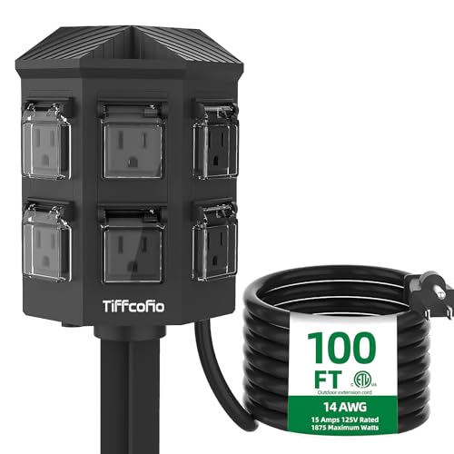 Tiffcofio 100 FT Extension Cord w/ Stake