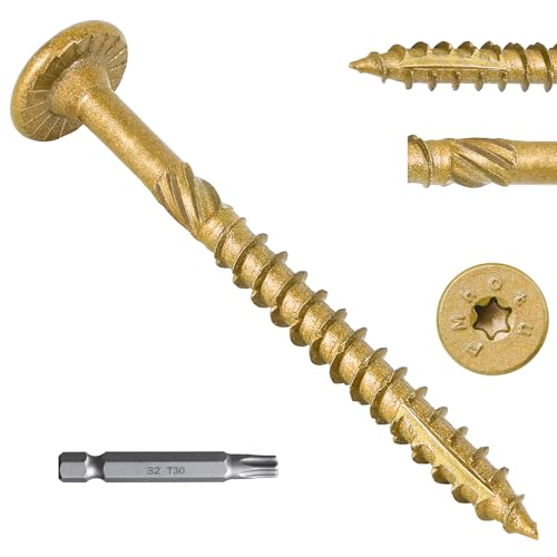 2-7/8 Inch Heavy-Duty Outdoor Wood Screws Assortment Fastener Kit, 250Pcs Star Drive Deck Screws, Rust Resistant Timber Screws for Timber/Log/Landscaping Wood (#14 x 2-7/8" Tan)
