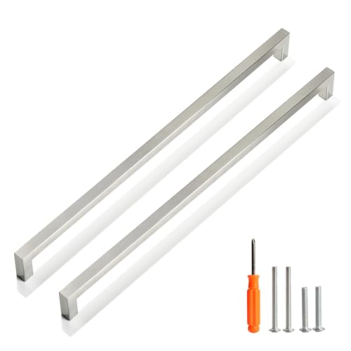 20 Pack 15 Inch Stainless Steel Square Cabinet Pulls, Brushed Nickel Finish, Easy to Install, Durable, Ambidextrous, 384mm Hole Centers