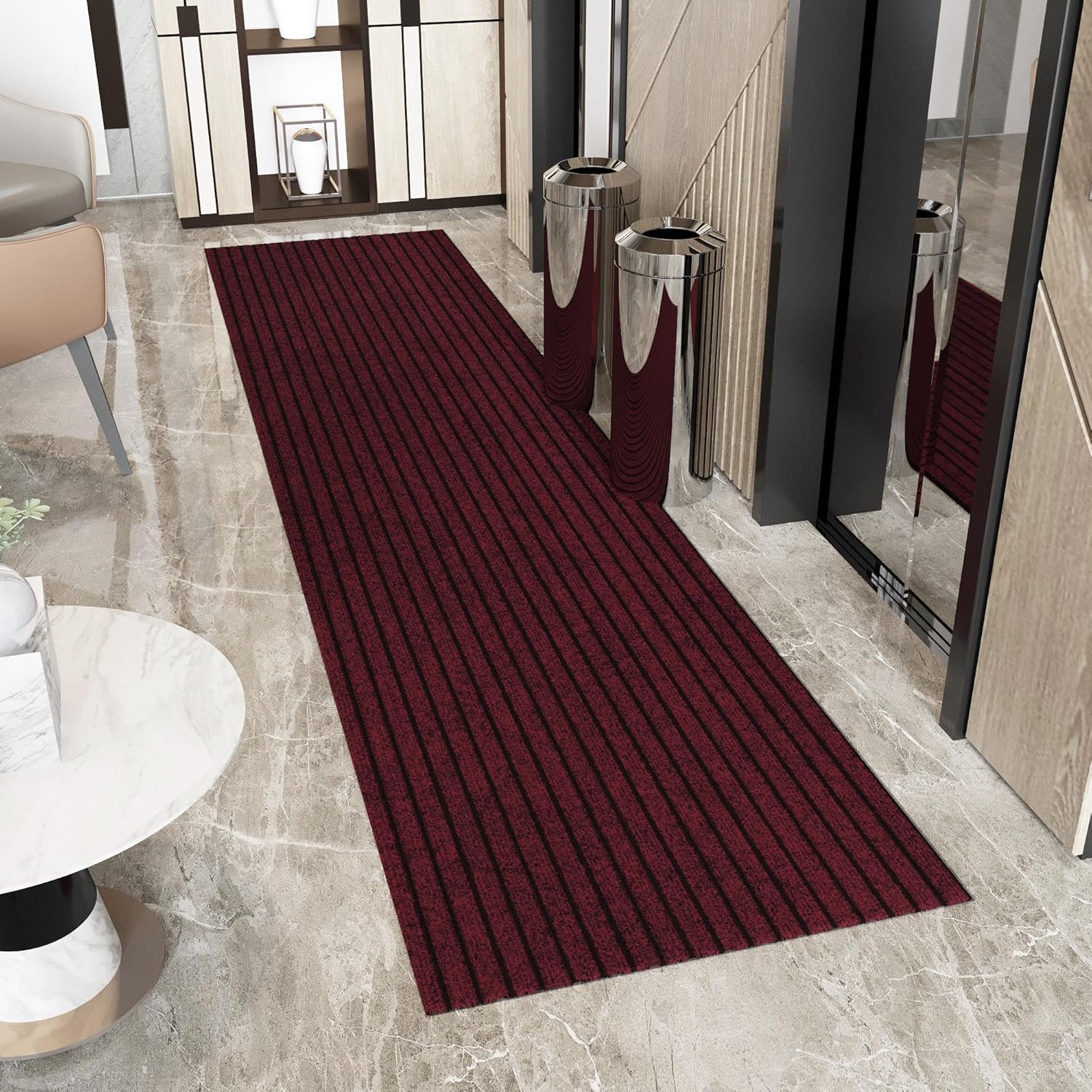 Ottomanson 2' x 12' Hallway Runner with Scraper Pile - Extra Durable Non-Slip Rug Mat for Indoor & Outdoor Use - Ideal for Kitchen, Entryway, Patio & Garage - High-Traffic Carpet, Red