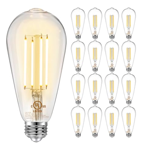 DAYBETTER 16 Pack Vintage LED Edison Bulbs, E26 Led Bulb 60W Equivalent, Dimmable Led Light Bulbs, High Brightness 800 LM Warm White 2700K, ST58 Antique LED Filament Bulbs, Clear Glass Style for Home