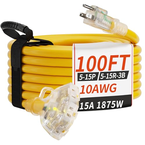 PlugSaf 100 FT 10/3 Outdoor Extension Cord