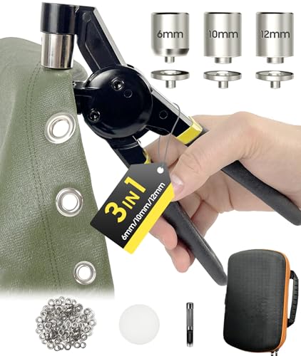 Grommet Tool Kit 1/2 1/4 3/8 Multi-Size Hole Punch, 600 Pcs Heavy Duty Grommets Tool Kit, Eyelets and Grommets for Tarps, Fabric Rings, Leather, Tents, Vinyl, Canvas and so on