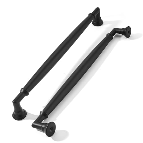 khtumeware 5 Pack 8 Inch(203mm) Matte Black Cabinet Pulls Heavy Duty Solid Cabinet Handles Kitchen Cabinet Hardware for Cupboard Drawer Handles