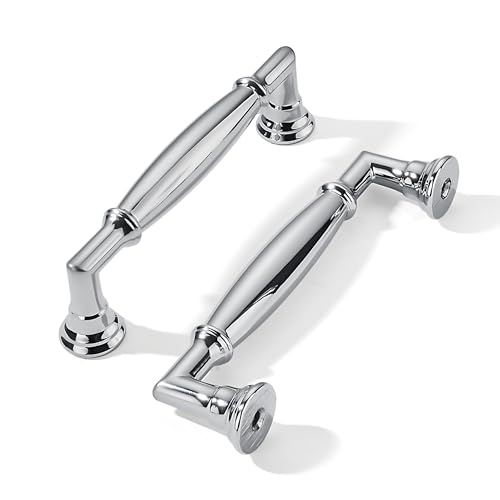 khtumeware 10 Pack 3-3/4 Inch(96mm) Polished Chrome Cabinet Pulls Heavy Duty Solid Cabinet Handles Kitchen Cabinet Hardware for Cupboard Drawer Handles