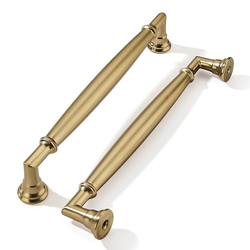 khtumeware 10 Pack 6 Inch(152mm) Champagne Bronze Cabinet Pulls Heavy Duty Solid Satin Brass Cabinet Handles Kitchen Cabinet Hardware for Cupboard Drawer Handles Dresser Pulls
