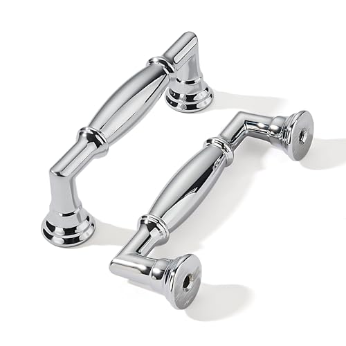 khtumeware 10 Pack 3 Inch(76mm) Polished Chrome Cabinet Pulls Heavy Duty Solid Cabinet Handles Kitchen Cabinet Hardware for Cupboard Drawer Handles