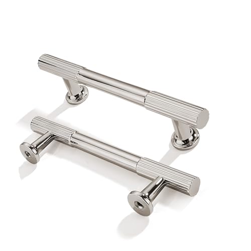 10-Pack 3-3/4 Inch Hole Center Polished Nickel Cabinet Pulls Solid Heavy Duty Cabinet Pull is Suitable for Drawers Dressers Handles Kitchens Bathroom cabinets