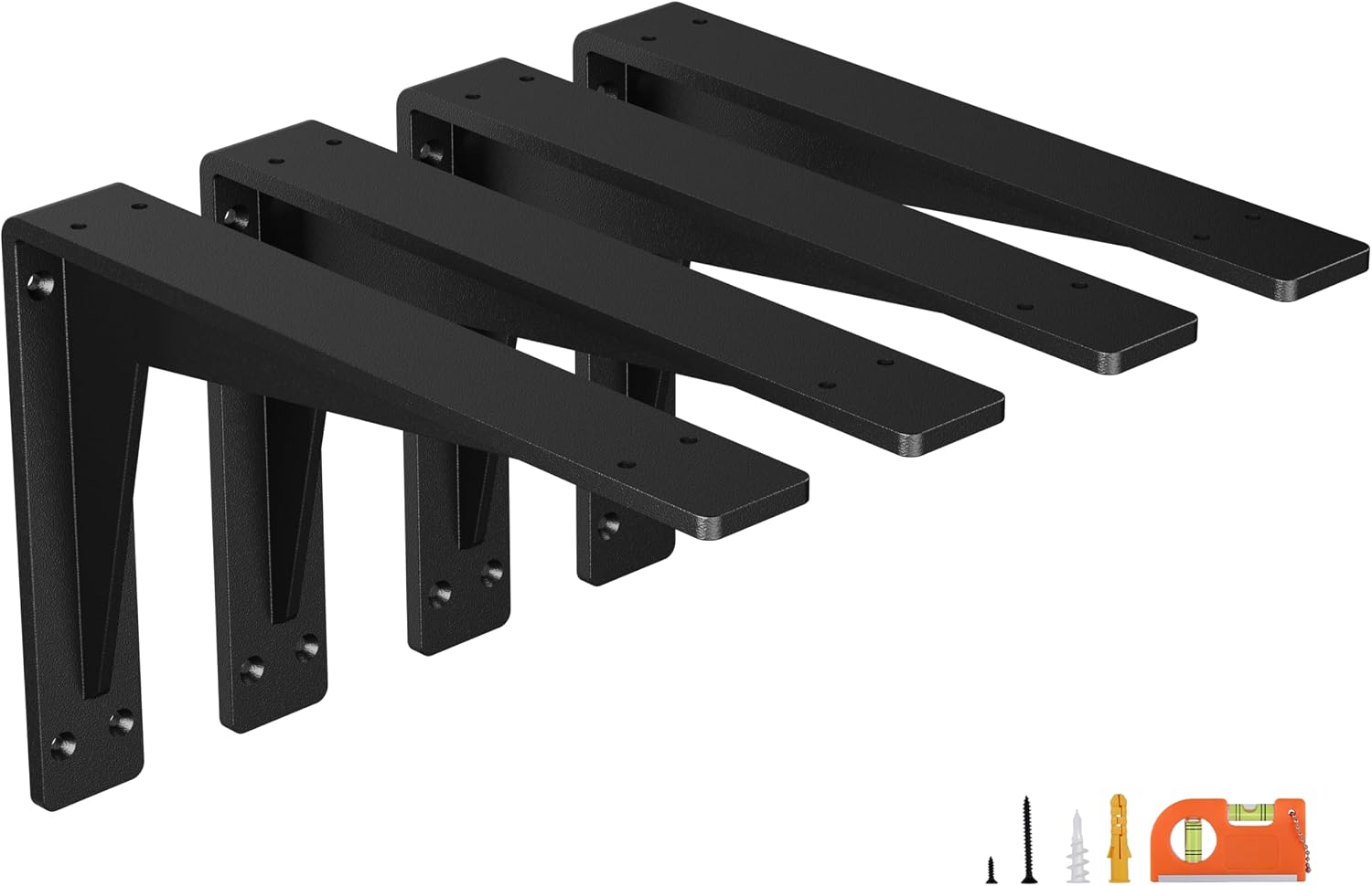 4-Pack 12 Inch Heavy Duty Shelf Brackets, Premium Metal Wall Bracket for Mantel, Countertop Support, Garage Storage Shelves | Floating Shelf Hardware | High Strength Corner Brace