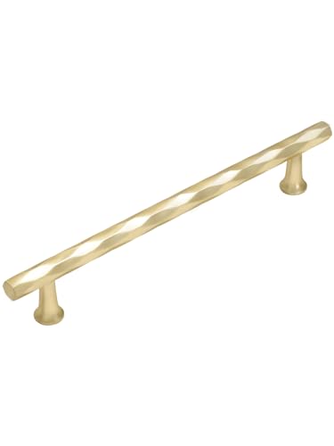 Brushed Gold Cabinet Pulls 8.8" Hole Center 5 Pack Hammered Brass Cabinet Handles Decorative Kitchen Drawer Dresser Cupboard Bathroom Vanity Cabinet Hardware Rhombus