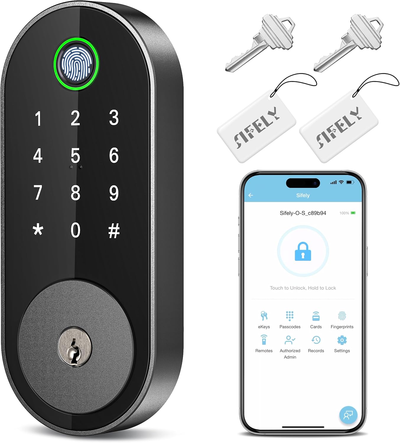 Fingerprint Smart Deadbolt with Keypad  Keyless Entry Lock for Home, Apartment, Office, Airbnb, Rental, Kids & Seniors, App & Code Access, Auto-Lock, Easy DIY Install, Compatible with Alexa & Google