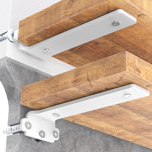 Goovilla Shelf Brackets 12 Inch, 6 Pack Floating Shelf Bracket, Heavy Duty Shelf Brackets for Wood Shelves, White Metal Wall Shelving Brackets, 12" Shelf Support Brackets with 160 lb. Load Capacity