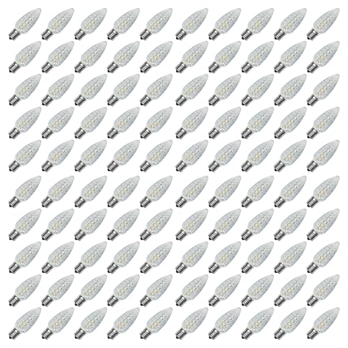 BORT 100 Pack C9 LED Replacement Light Bulb, C9 LED Bulbs for Christmas Outdoor String Lights, E17 Intermediate Base, Commercial Grade Holiday Bulbs Warm White 2700K