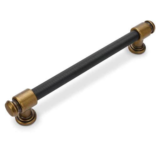 BUKOBYHE Black & Antique Brass Knurled Pulls