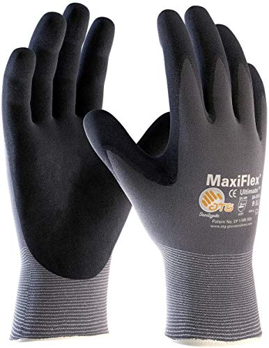 MaxiFlex 34-874 Seamless Knit Nylon Gloves with Nitrile Coated Micro-Foam Grip on Palm and Fingers Cut Resistance Gloves