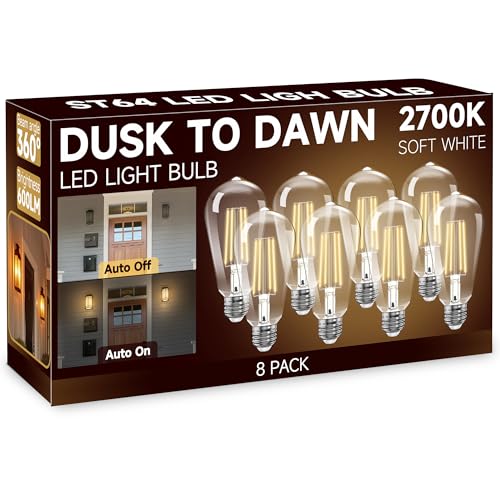 UNILAMP ST64 2700K Dusk-to-Dawn Bulbs (8 Pack)