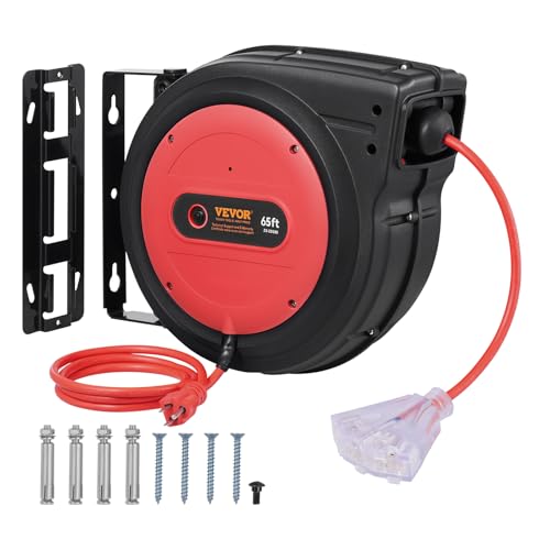 VEVOR Retractable Extension Cord Reel, 65 FT