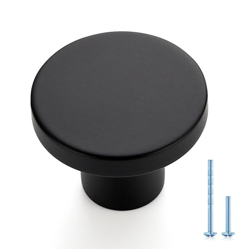 Ravinte 60 Pack Cabinet Knobs Black Kitchen Cabinet Knobs Round Dresser Drawer Knobs Matte Black Drawer Pulls Closet Door Knobs 1-1/5 Inch