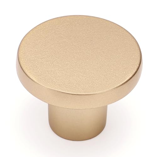 Ravinte 25 Pack Cabinet Knobs Champagne Gold Kitchen Cabinet Knobs Round Dresser Drawer Knobs Golden Drawer Pulls Closet Door Knobs 1-1/5 Inch