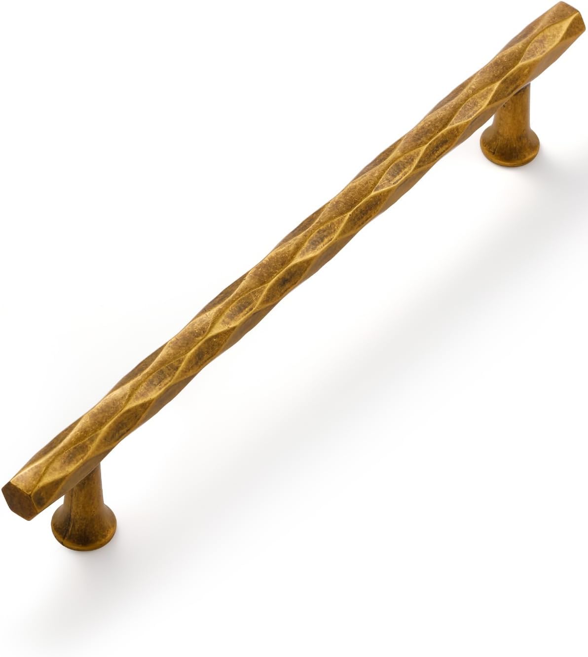 Antique Brass Cabinet Pulls 6.3" Hole Center 5 Pack Hammered Vintage Cabinet Handles Decorative Kitchen Drawer Dresser Cupboard Bathroom Vanity Cabinet Hardware Rhombus