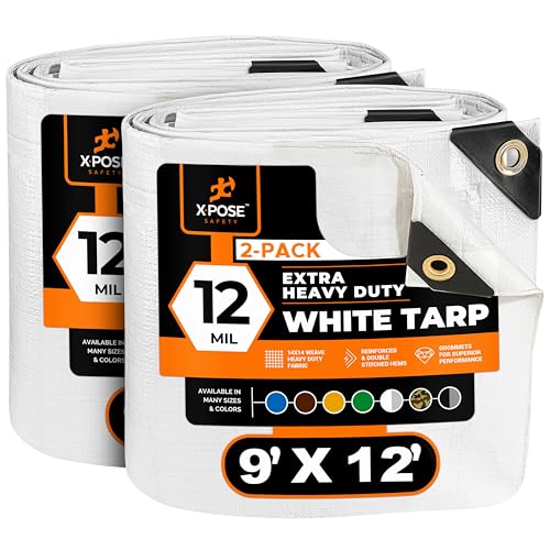 Heavy Duty White Poly Tarp 9' X 12' (2-Pack)