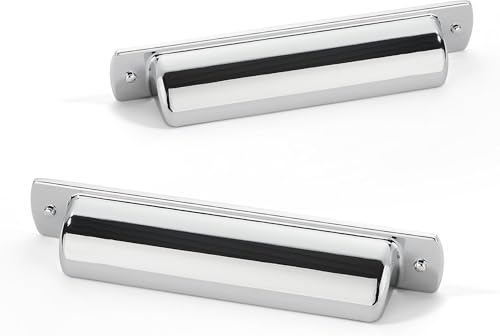 khtumeware 10 Pack 3.5"(89mm) Cup Drawer Pulls Polished Chrome Cabinet Pulls Kitchen Hardware Bin Cup Cabinet Handles Drawer Handles Knobs.