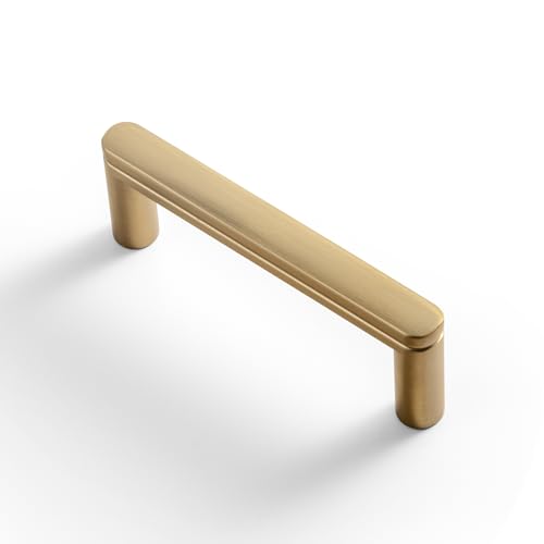 Goo-Ki 6 Pack 3'' Center to Center Champagne Bronze Cabinet Handles Contemporary Kitchen Drawer Pulls with Subtle Curves
