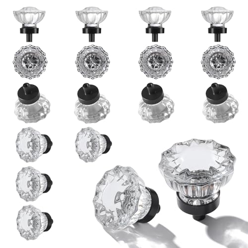 CEYMIO Matte Black Crystal Knobs (16-pack)