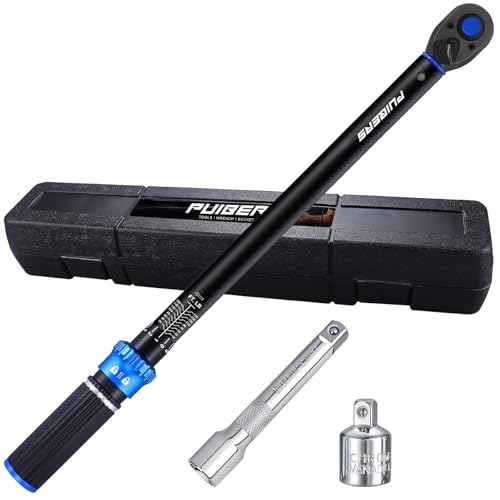 Torque wrench Set 1/2 drive,1/2 Torque Wrenches 10-170 FT.LB/13.6-230.5 Nm,3% Precision Wrench with 1/2'' to 3/8'' Socket Adapter, 5 Inch Extension Bar for Car and Moto Maintenance