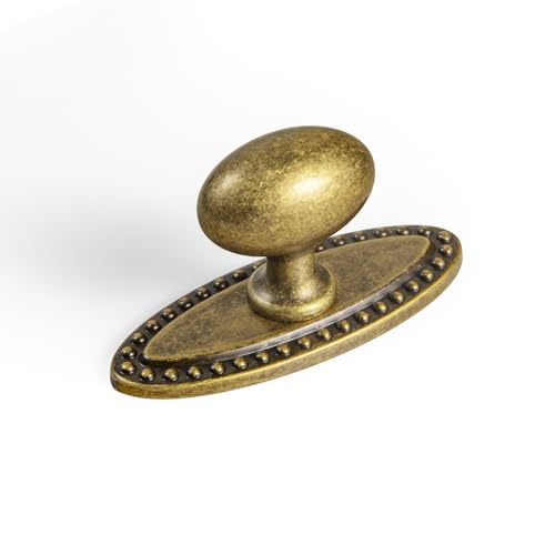 Goo-Ki Antique Brass Cabinet Knobs(Oval Shape) with Backplate(Oval Shape) for Cupboard,Dresser,6 Packed