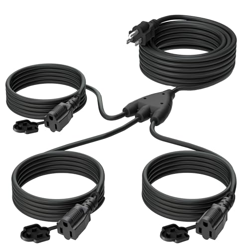 Eversimpleinc Black 1 to 3 Splitter Extension Cord