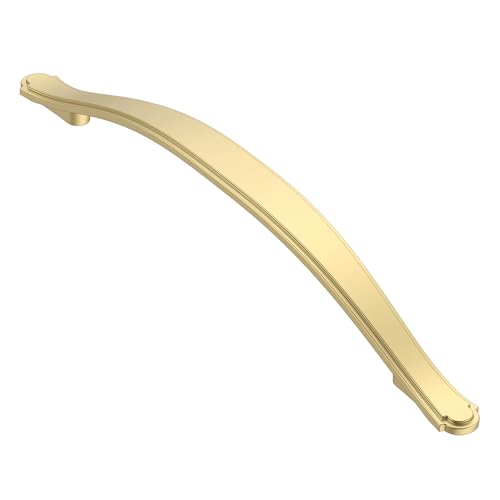 Alzassbg 10 Pack Matt Gold Cabinet Pulls, 6-1/4 Inch(160mm) Hole Centers Cabinet Handles Arch Kitchen Hardware for Cabinets and Drawer AL3028MGP