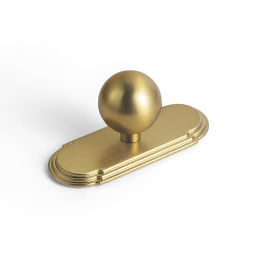 Goo-Ki 1.0''(24mm) Dia Cabinet Knob with Backplate,Brushed Gold Drawer Knobs with Zinc Alloy Material,6 Packed