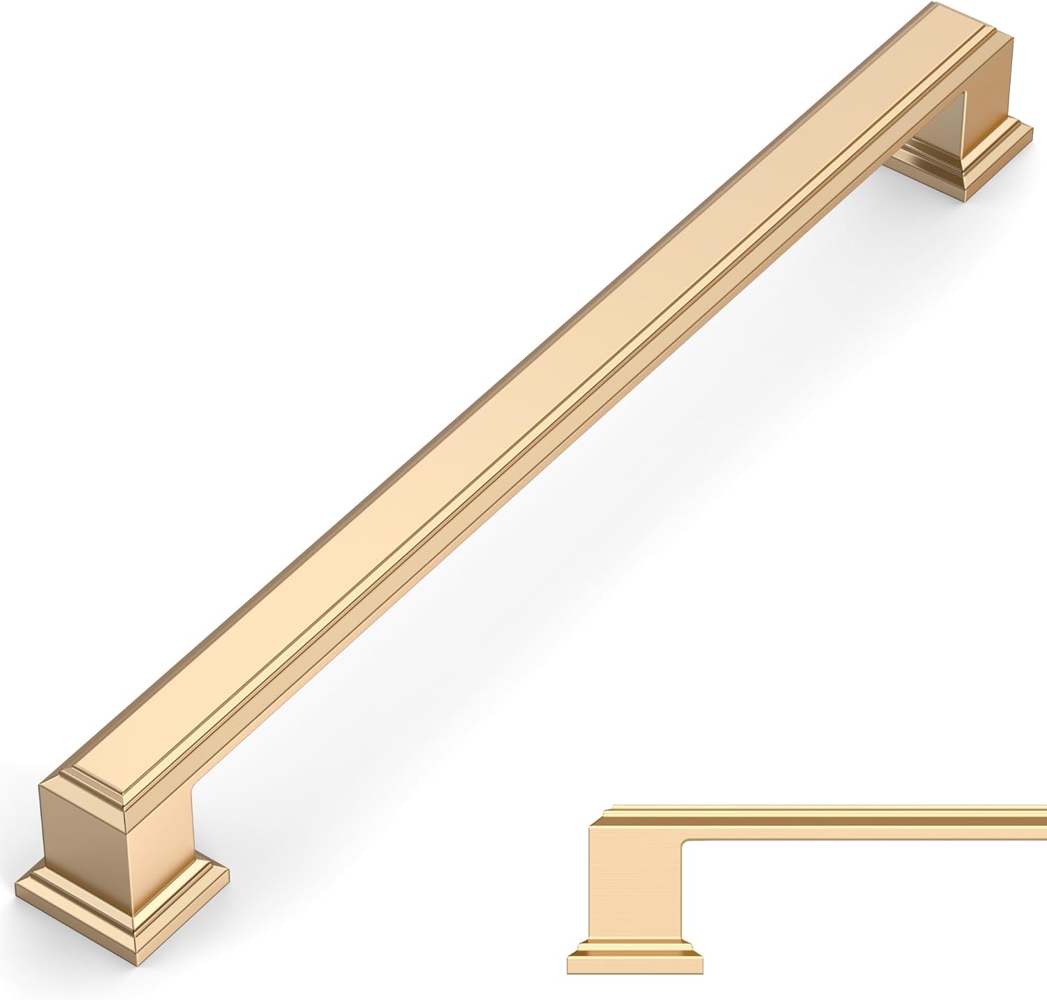 Amerdeco 10 Pack Brushed Brass Cabinet Pulls 7.5 Inch(192mm) Hole Center Gold Kitchen Cabinet Handles Cabinet Hardware for Bathroom Drawer Pulls ZH001